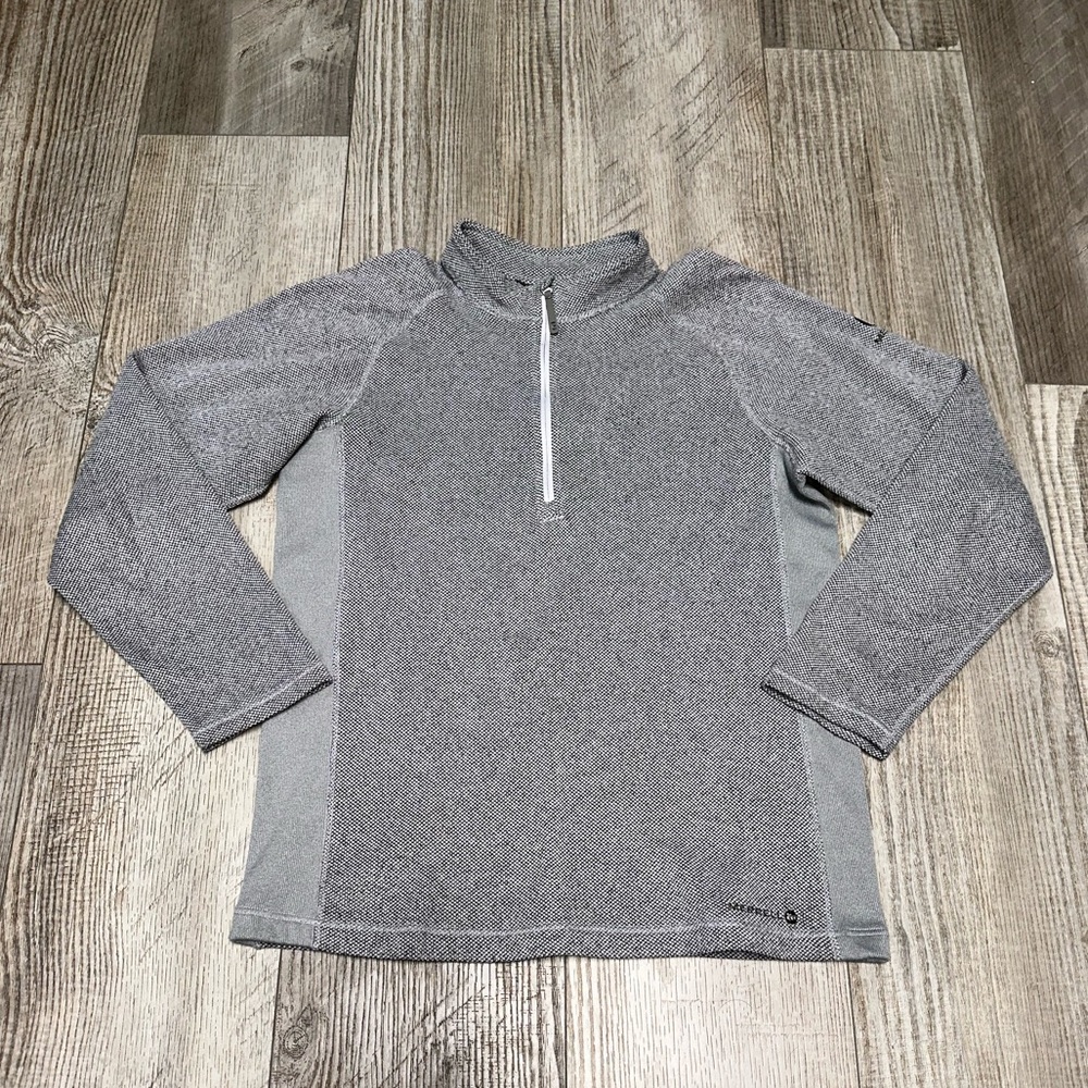 Merrell 1/2 zip heathered gray hiking active pullover long sleeve sweater shirt